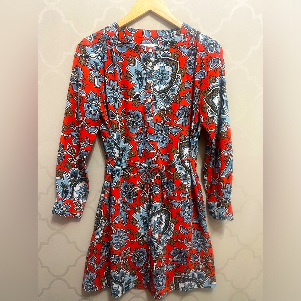 LOFT Paisley Print Dress Orange Size Petite M Great Condition